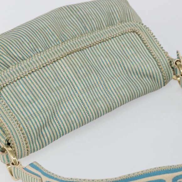 FENDI Zucca Canvas Chef bag Shoulder Bag Blue Gold Auth - Picture 6 of 16